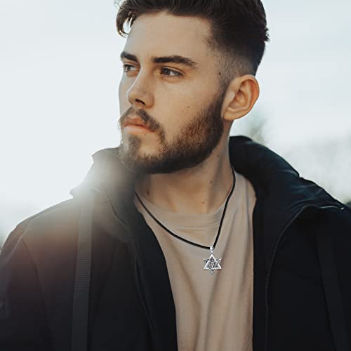 Wolf Necklace Sterling Silver Star of David Wolf Head Necklace Hexagram Pendant Jewish Israel Jewelry for Men Women4