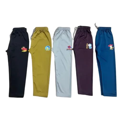 Unisex Kid's Cotton Solid Elastic Waistband Combo Multicolor Track Pants Casual Fit_142-image-4