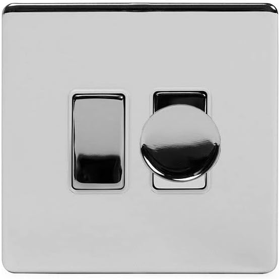Soho Lighting Polished Chrome dimmer and Rocker Switch Combo Wht Ins Screwless (2 Way Switch & Trailing Dimmer)