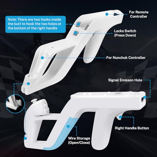 Image of GLCONN Wii Remote Controllers Shooting Game Wii u Zapper Gun Grip-Wii & Wii U Remote Game Suitable Hunting Guns for Wii Accessories,White,2 Pack