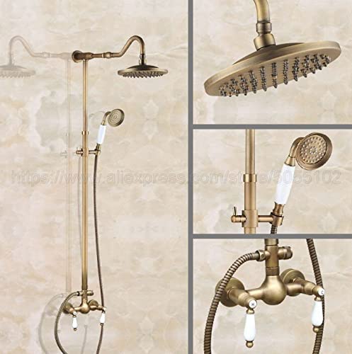 Robinet de douche en laiton antique style rétro chic de 8 pouces