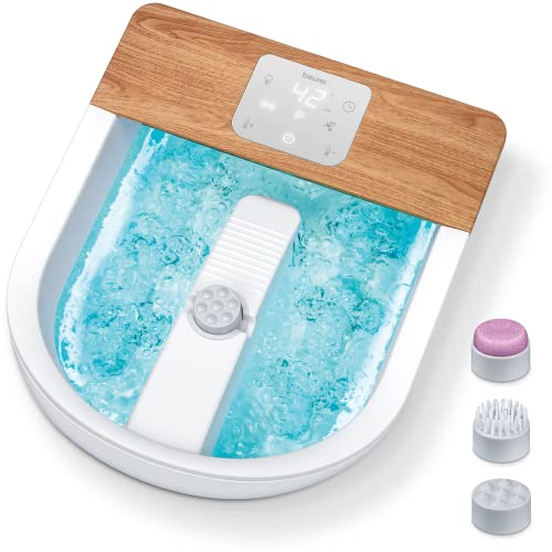 Beurer Spa para pies FB 65 Wellness con calentamiento de agua e iluminación conmutable, estación de pedicura giratoria integrada, vibración relajante y masaje con burbujas