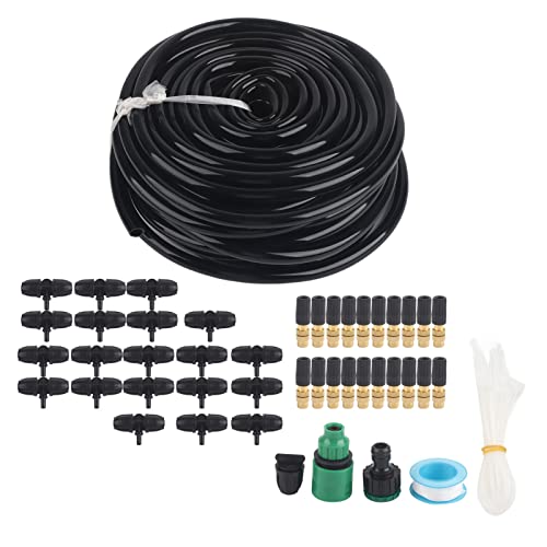 Garden Watering System, 20M Hose Drip Irrigation Kit, Adjustable Atomizing and Copper Nozzles, 20-Piece Set