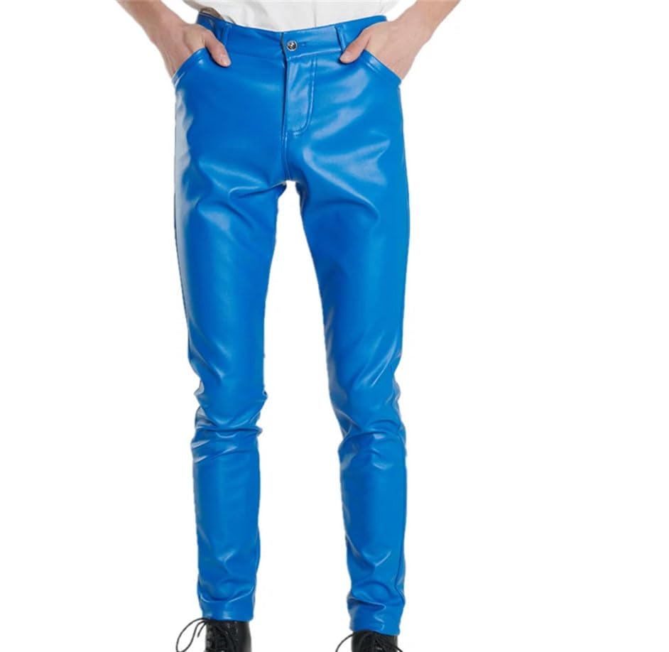 Men's PU Leather Pants Slim Fit Multicolor Casual Trousers Streetwear3