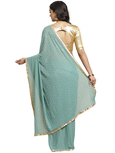 Image of AKHILAM Women's Pure Chiffon Saree with Blouse Piece