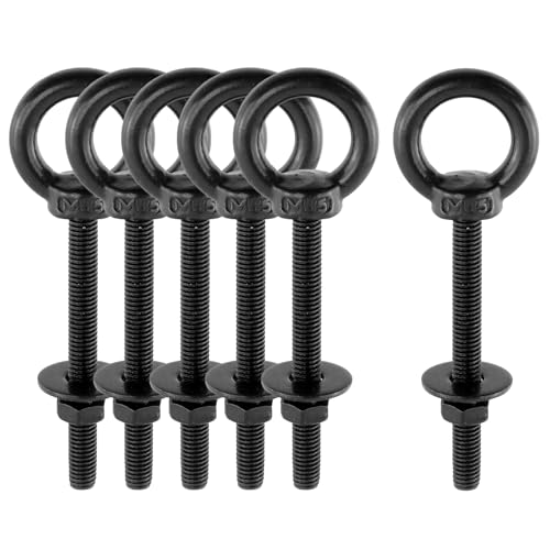 Image of Antrader Lifting Shoulder Eye Bolts,M5 x 50mm,Stainless Steel,Black,6 Sets | Machinery Shoulder Lifting Eye Bolt with Lock Nuts,Lock Washers,Flat Washers