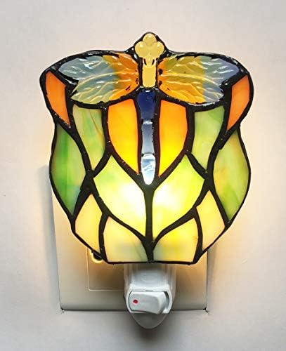 Tiffany Night Light Multicolored Glass Dragonfly Night Light HMJ7003 Tiffany Lamps Dragonfly Night Light