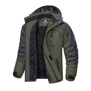 KEFITEVD Hombre Impermeables Lana Chaquetas Impermeables Esquí Cálidos Invierno Abrigos Térmicos Exteriores Abrigos con Capucha Desmontable
