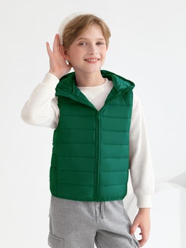 Haloumoning Boys Puffer Vest Kids Sleeveless Lightweight Puffy Down Jacket with Hood 4-14 Years2