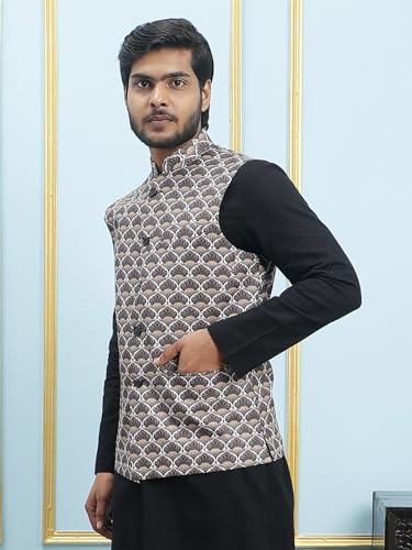 Pyjama Kurta noir homme d'exception et sa veste Nehru en coton - 5