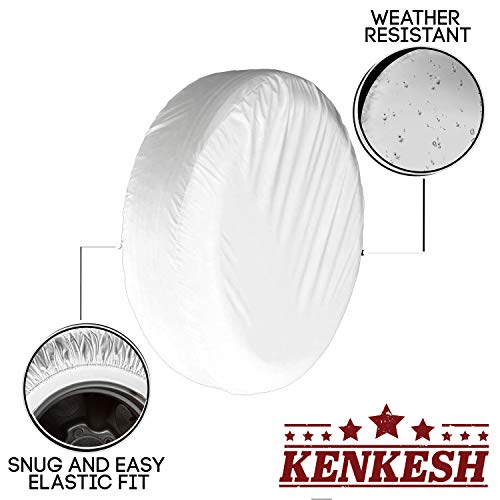 Spare Tire Cover – Must-Have Car Accessories for Your SUV, Jeep, RV, Trailer, Truck – Fit Most Wheel Sizes by Kankesh (S(14 INCH), White)