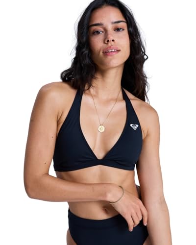 Roxy Solid Essentials Fixed Tri Halter   Top de Bikini Triangular   Mujer   Negro.