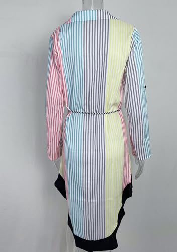 Image of YMING Womens Long Sleeve Button Down Shirt Dresses Casual Floral Print Maxi Dress Loose Fit Split Blouse Dress