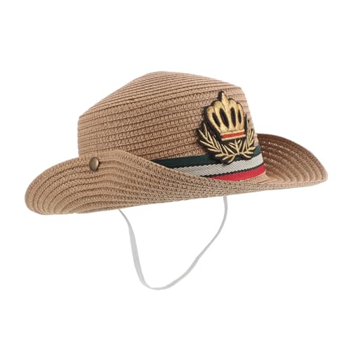 Spring Autumn Wide Brim Sun Protection Straw Hat for Boys for Beach Trips Outdoor Activities Stylish Hat Summer Versatile Unique Designs Khaki