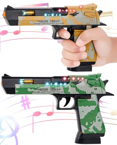 Image of Zest 4 Toyz Light and Sound Police Army Style Pistol Gun Toy with Moving Top Loader Telescopic Barrel and Target Projection Effect, Desert Eagle Pistol (Pack of 1) Random Color Dispatch, Assorted