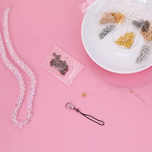 2100 Pieces Brass Tube Crimp Beads Crimp Bead Knot Cover Wire Guardian Beads Tips Knot Cover for DIY Jewelry Bracelet Necklace Making(7 Colors)