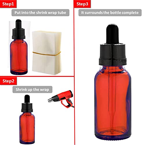 Image of 200Pcs Shrink Bands for 50ml Bottles, 61x103mm Clear Perforated Shrink Wrap Bottle (for 50ml Glass Bottle) (Pack of 2)