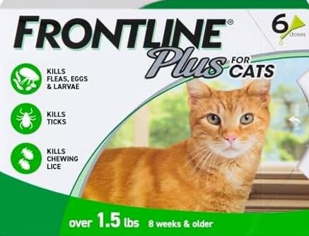 FRONTLINE Plus Flea and Tick Spot Treatment for Cats and Kittens 6 Count Green Monthly Topical Flea Control Kills Fleas Ticks and Chewing Lice