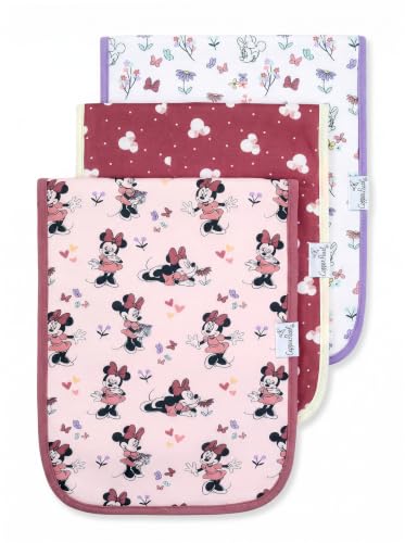 Image of Copper Pearl Premium Baby Burp Cloths - 3-Pack Large Cotton Burp Cloths, Extra Soft Spit Up Rags with 3 Absorbent Layers, Perfect for Baby Boy and Baby Girl Gifts (21 inch x 10 inch Size, Minnie Mouse Set)