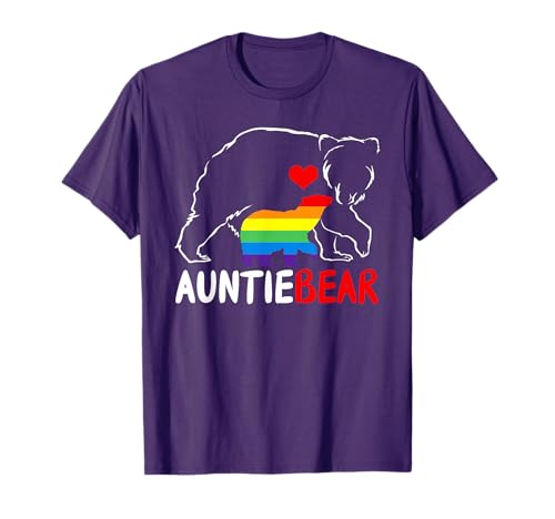 Auntie Bear Proud Aunt Rainbow Flag LGBT Pride Mother's Day T-Shirt