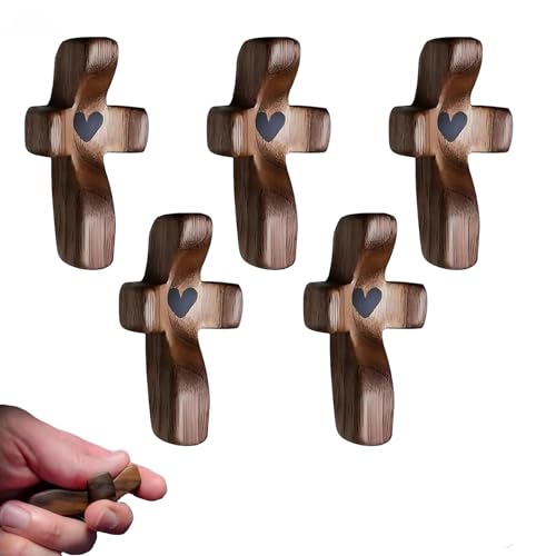 Yunjuhop Cruz de madera Fidget, Cruza mi corazón desde la Tierra Santa, bolsillo de madera de Jesús C-r-o-s-s, regalo para aliviar el estrés, regalos para el pulgar sosteniendo C-r-o-s-s,