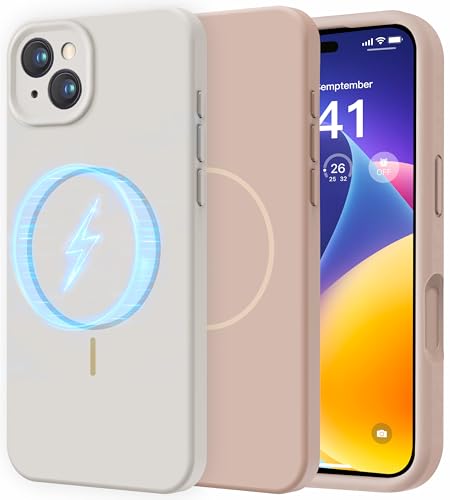 Coque iPhone 15 Plus MagSafe en silicone liquide lot de 2