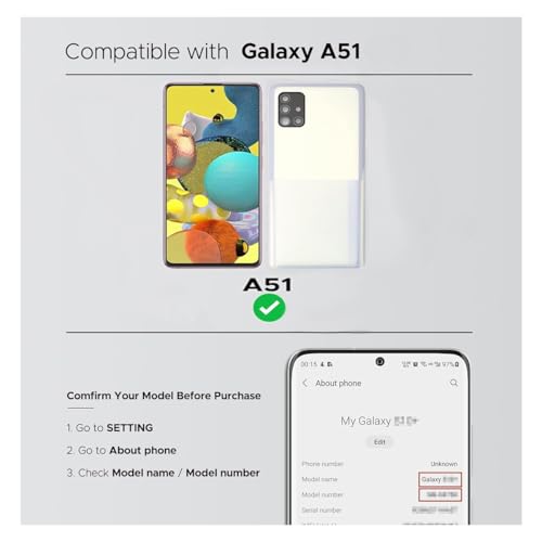 ZHUROUPU Samoprzylepna obudowa i aparat do Samsung Galaxy A51 Podkładka samoprzylepna z tyłu folia samoprzylepna pieczęć tylna naklejka kompatybilna (6,5 cala)