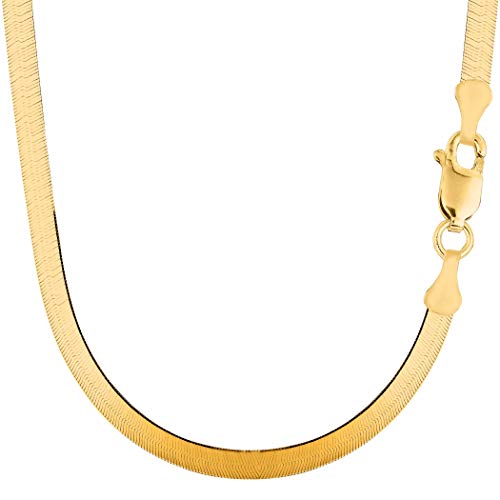 Jewelry Affairs 14k Yellow Real Solid Gold Imperial Herringbone Chain Necklace, 6.0mm, 20"