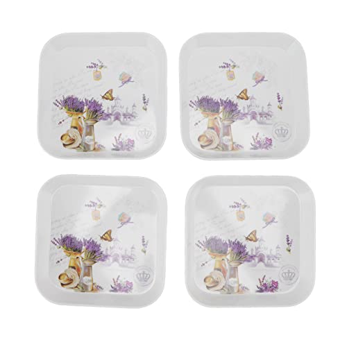 Tomotato 4 Piezas Plato para Refrigerios, Mini Plato Cuadrado para Servir Refrigerios de Frutas de 5,9 Pulgadas para Fiestas Cocinas Bodas, Bandeja de Comida Pequeña para Galletas(Lavanda)