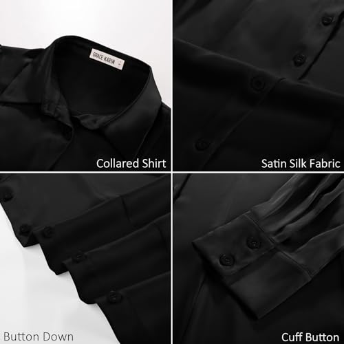 GRACE KARIN Satin Blouses for Women, Long Sleeve Business Shirt, Work Dressy Casual Tops, Professional Office Outfit3