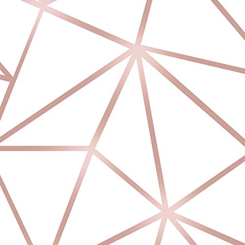 Papel De Parede Adesivo Geométrico Zara Rose Gold E Branco