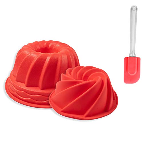 mixed24 3er Set Silikon Gugelhupf Rot Kuchenform Backform Tortenform Brotform Kuchen