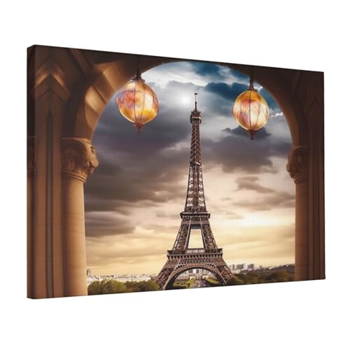 Tour Eiffel toile romantique colorée pour transformer l'ambiance du salon
