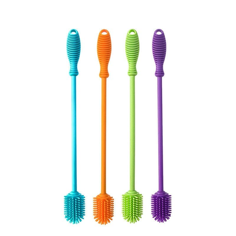 SARTHU Bottle Cleaning Brush Combo Pack of 2 Silicone Bottle Brush with Long Handle 12.5 Inch Scratch-Free Water Bottle Cleaner for Baby Bottles,Hydro Flask,Sports Bottles,Vases & Glassware Multicolor 2