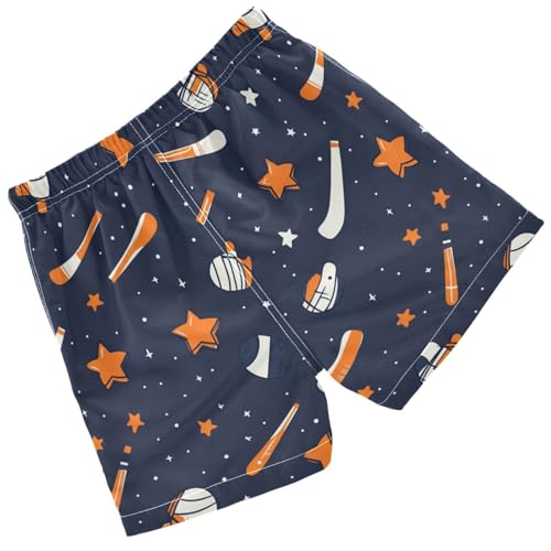 Pigsaly Boys Swim Trunks Hockey Ball Stars Teal Blue Boys Board Shorts Swimsuit Swimwear Summer Bathing Suit 3T2