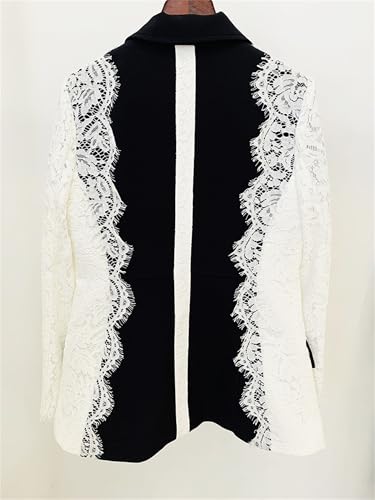 Women's Blazer Fashion Notched Lace Patchwork Female Spring 2025 Long Sleeve Suit Jackets3
