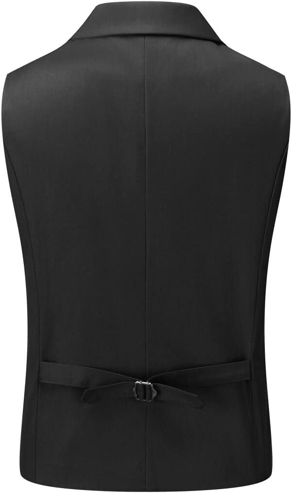 Boyland Men's Double Breasted Business Wedding Vests Dress Waistcoat 10 Buttons Closure V-Neck Suit Vest Slim Fit Plus Size - Image 3