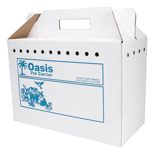 Oasis Disposable Pet Carrier Cardboard Travel Carrier for Cats Rabbits & Small Dogs Ventilated Portable Pet Carrier with Handle 3 Pack 17.5 x 12.25 x 8.75 in