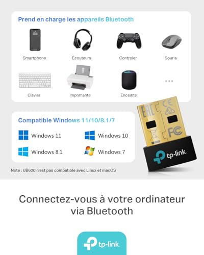 Image of TP-Link UB600 USB Bluetooth 6.0 Adapter for Desktop & Laptop PCs, Nano Wireless Bluetooth Receiver, Supports Windows 11 /10 /8.1 /7, Headsets, Speakers, Printers & Controllers