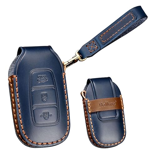 Étui en cuir Hyundai Kona bleu protection haut de gamme pour clé 3 boutons