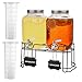 Deefongo 2 x 4L Glas-Getränkespender mit Ständer, Getränkespender, Glas-Wasser-Saft-Spender mit Hahn für geeiste Säfte, Wasser, hausgemachte Getränke, Partys, Hochzeiten