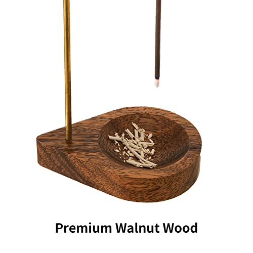 Sunolga Incense Holder With Walnut Base, Brass Incense Burner Holder For Home And Office Decor, Modern Incense-Stick Holder For Zen, Yoga, Spa, Relaxation, Meditation #TOP4
