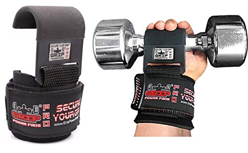 Weight Lifting Hooks Best Heavy Duty PRO Lifting Wrist Straps Deadlift Straps Power Lifting Grips Padded Workout Straps Power Weightlifting Gym Gloves Men & Women Set of 2