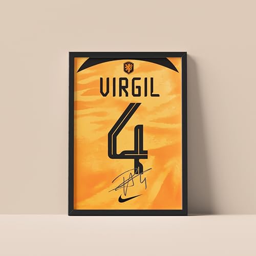 Image of Posternet Van Dijk Virgil Wall Poster Frames | 8x12 inch | World Cup special signed Jerseys Series | Hanging Wall Artwork Frames for Living Room, Bedroom, Office and Etc