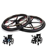 Accesorios de Ruedas de Repuesto para Silla de Ruedas Eléctrica de 24 Pulgadas, Conjunto de Ruedas Traseras para Silla de Ruedas, Neumáticos Sólidos, Buje de Magnesio, Chavetero: 6 mm