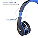 ELECDER i40 Headphones with Microphone Foldable Lightweight Adjustable Wired On Ear Headsets with 3.5mm Jack for Cellphones Laptop Computer Smartphones MP3/4 Kindle School (Black/Blue)