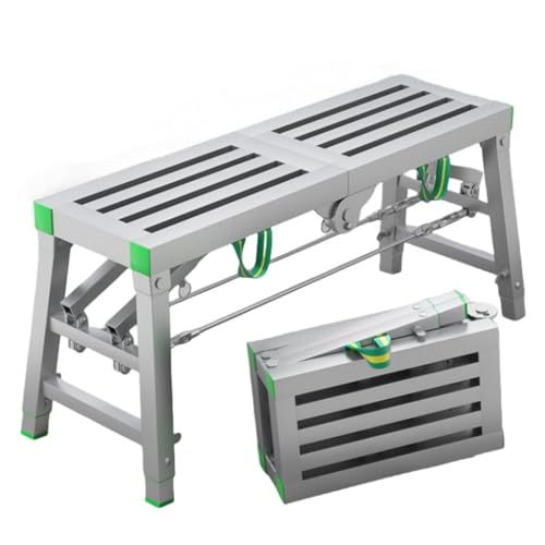 Vzfv 足場台 踏み台 伸縮脚 5段階高さ調整 折りたたみ式 洗車・DIY・高所作業など多用途に 軽量設計 滑り止めで安定 安全ハンドル付き 持ち運び便利 室内作業台 120×30cm (160*30cm)