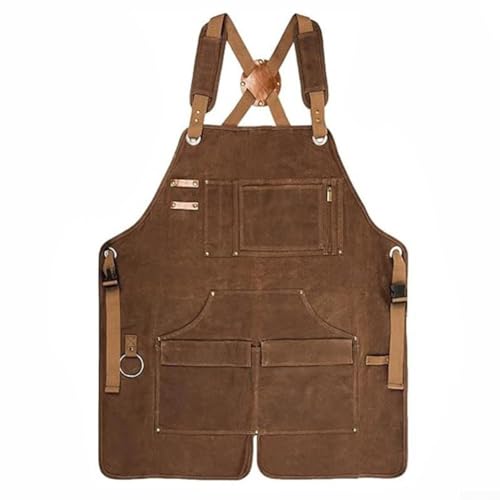 Aprilsunnyzone Delantal de trabajo resistente para electricistas y artesanos, lona gruesa, impermeable, con solución de almacenamiento de múltiples bolsillos, como se muestra en la imagen., Is black