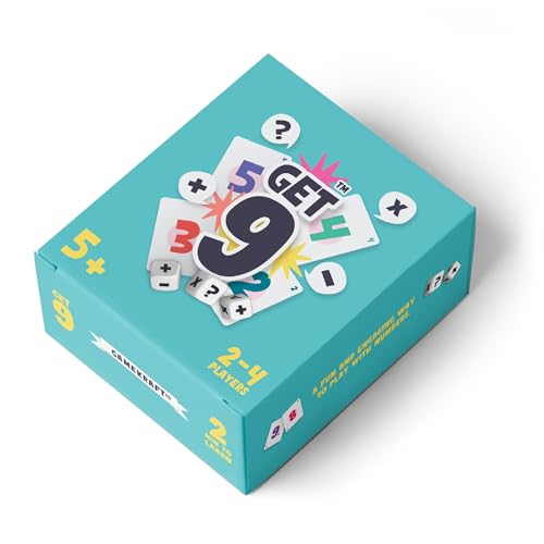 GET 9 Card and DICE Game, Family Game for 2-4 Players, 78 Cards with 4 Wooden Dice, Multiple Skill Levels