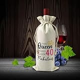VELENTI 40th Birthday Gifts for Women - Decorative Wine Bag Gift with Witty Quote Cute Female Turning 40 Best Friend, Wife, Mom, Coworker, Sister Red, Champagne - Image 2